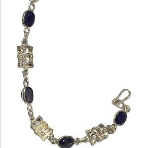 Vintage sterling silver amethyst bracelet link